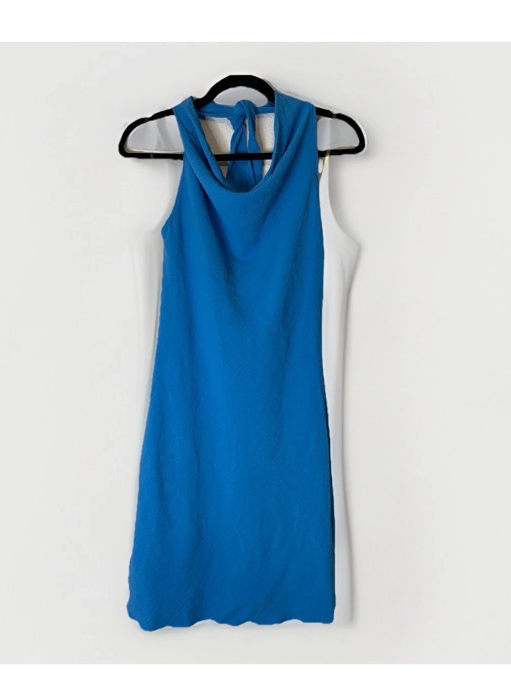 Anthropologie Blue Cowl Neck Halter Tank Mini Dress L See You Monday Beachy